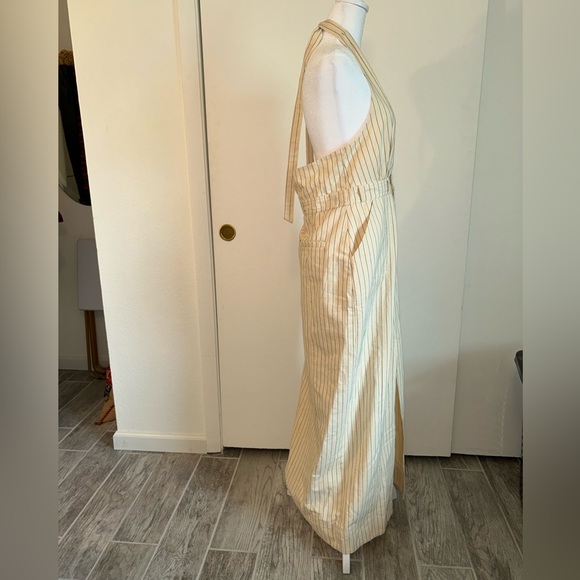 Free People Cream and Green Halter Pinstripe Maxi Dress - Picture 3 of 10